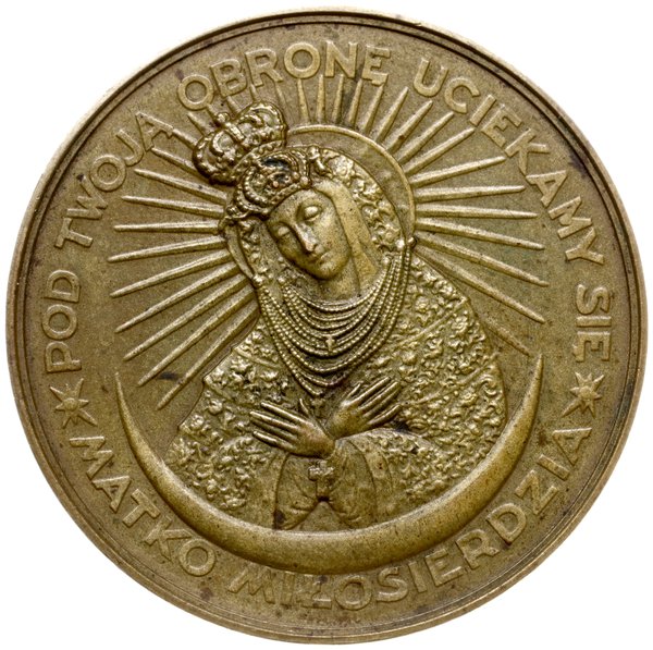 medal z 1927 roku autorstwa Józefa Aumillera wybity z okazji koronacji obrazu Matki Boskiej w Wilnie