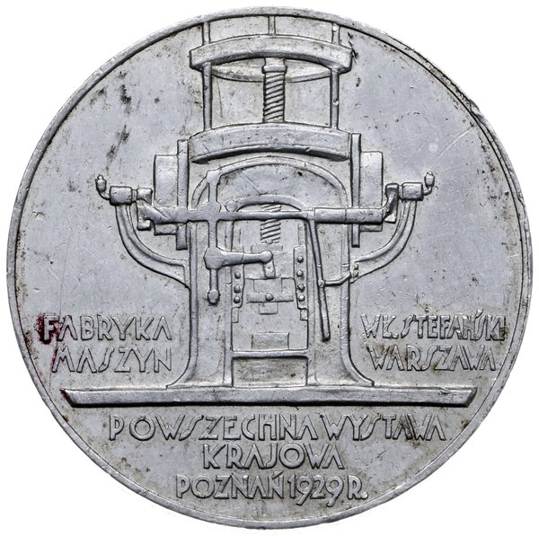 medal z 1929 roku autorstwa nieznanego artysty wybity z okazji Wystawy Krajowej w Poznaniu przez Fabrykę  maszyn Wł. Stefański z Warszawy