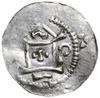 denar 1031-1051; Aw: Kapliczka z czterema kulkami w formie krzyża wewnątrz, po bokach znaczki; Rw:..
