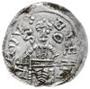 denar z lat 1146-1157; Aw: Książę z mieczem trzymanym poziomo siedzący na tronie na wprost, po bok..
