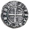 denar typu helmet 1149-1163, Antiochia; Aw: Popiersie w lewo, BOAMVNDVS; Rw: Krzyż z półksiężycem ..