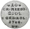 10 groszy miedziane 1788, Warszawa; Plage 233; piękny egzemplarz