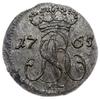 szeląg 1765, Gdańsk; korona średniej wielkości nad monogramem; Plage 485, CNG 430.II; bardzo ładni..