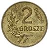 2 grosze 1949, Warszawa; na rewersie wklęsły napis PRÓBA; mosiądz 1.57 g; nakład 100 sztuk, patyna..