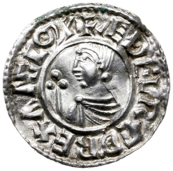 denar typu crux, 991-997, mennica Bedford, mince