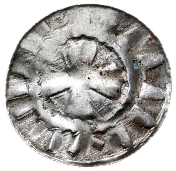 denar krzyżowy typu VI; Aw: Krzyż prosty z kółka