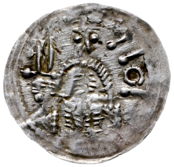 denar po 1166 roku (?); Aw: Książę z mieczem w d
