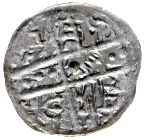 denar ok. 1185/90-1201, men. Wrocław; Aw: W 4 po