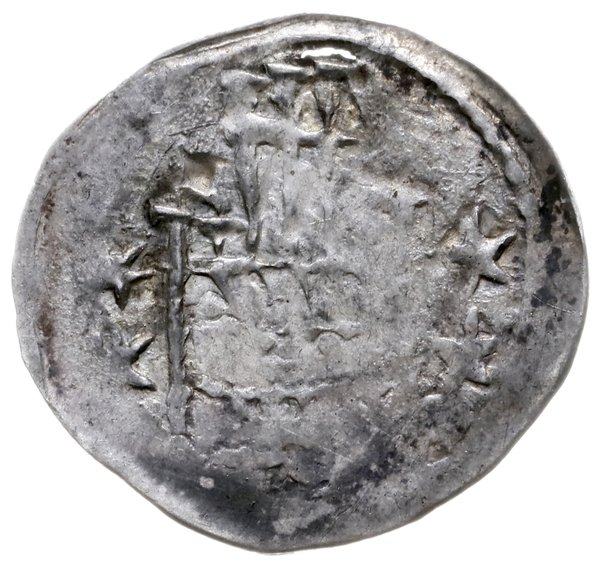 denar lub półbrakteat, po 1180, Głogów; Aw: Kośc