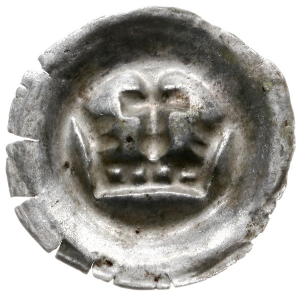 brakteat, ok. 1287-1298; Korona z krzyżem u góry