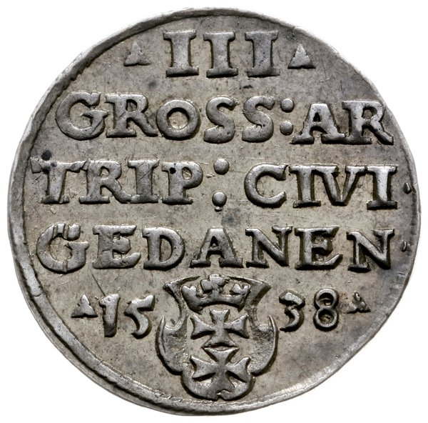trojak 1538, Gdańsk; końcówka napisu na awersie 