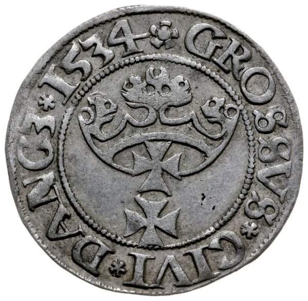 grosz 1534, Gdańsk; odmiana z końcówka napisu na