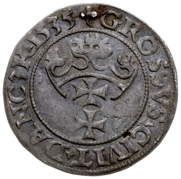 grosz 1535, Gdańsk; odmiana z końcówką napisu na