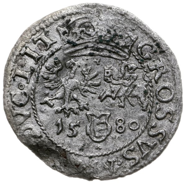 grosz 1580, Wilno; bardzo rzadka odmiana grosza 