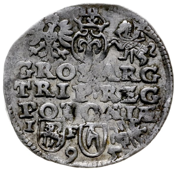 trojak 1595, Lublin; odmiana ze znakiem Topór, s