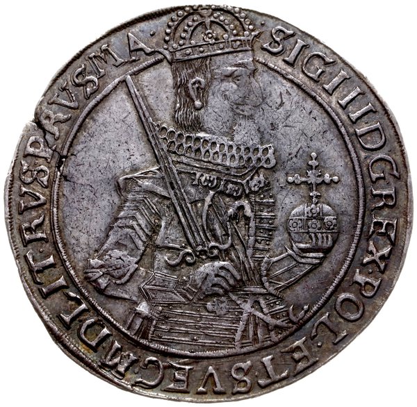 talar 1631, Toruń; Aw: Półpostać króla w prawo i