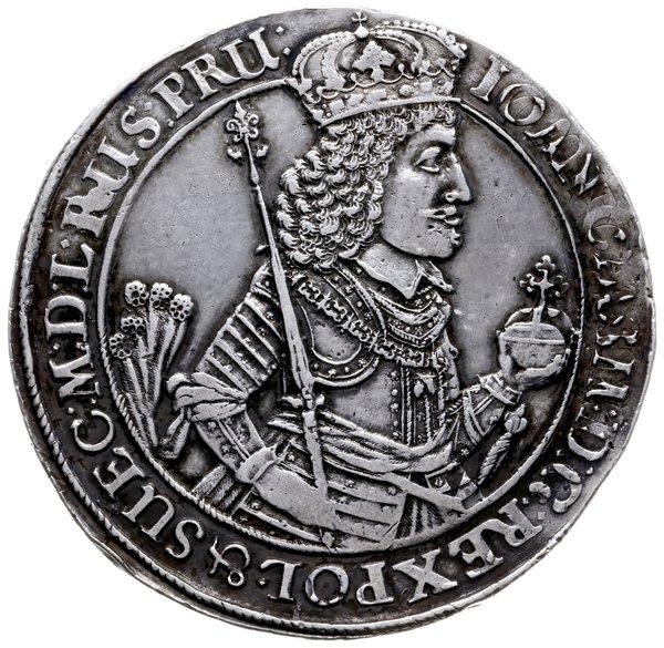 dwutalar 1650, Gdańsk; Aw: Półpostać króla i nap