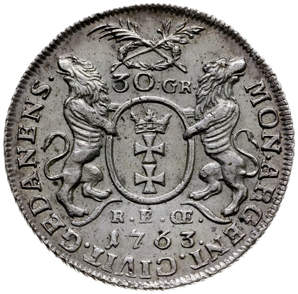 30 groszy (złotówka) 1763, Gdańsk; CNG 425, Kahn