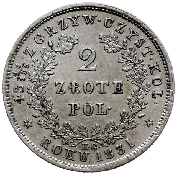 2 złote 1831, Warszawa; odmiana z kropką po POL 