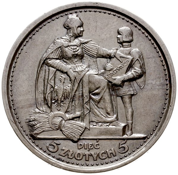 5 złotych 1925, Warszawa; Konstutucja -  odmiana