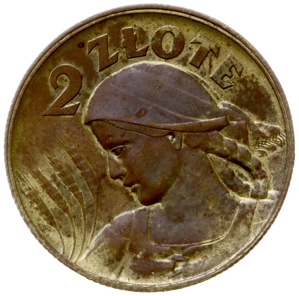 2 złote 1924, Warszawa; popiersie kobiety z kłos
