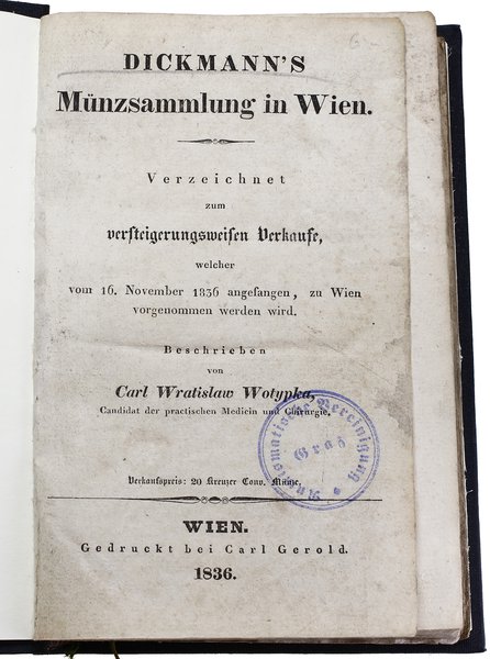 Dickmann’s Münzsammlung in Wien; Wiedeń 16.11.18