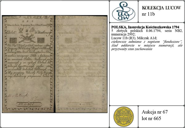 5 złotych polskich 8.06.1794, seria NB2, numerac
