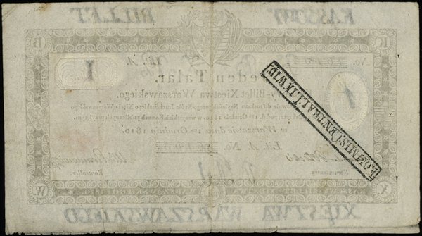 1 talar 1.12.1810; podpis komisarza: Aleksander 