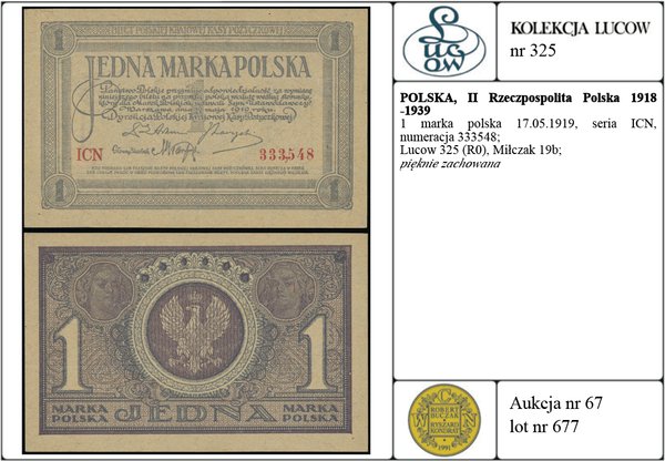 1 marka polska 17.05.1919; seria ICN, numeracja 