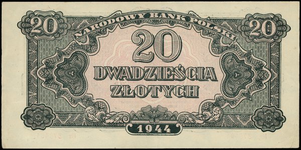 20 złotych 1944, w klauzuli OBOWIĄZKOWE, seria Rz, numeracja 378484