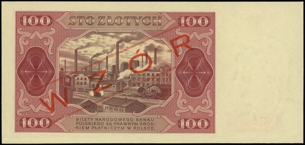 100 złotych 1.07.1948; seria GE, numeracja 00000