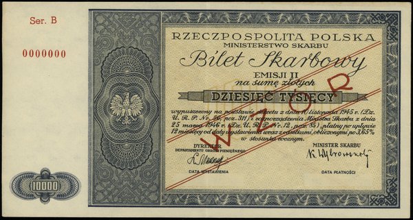 bilet skarbowy na 10.000 złotych 25.03.1946; II 