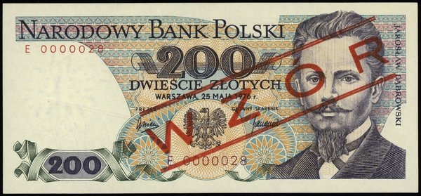 200 złotych 25.05.1976; seria E, numeracja 00000
