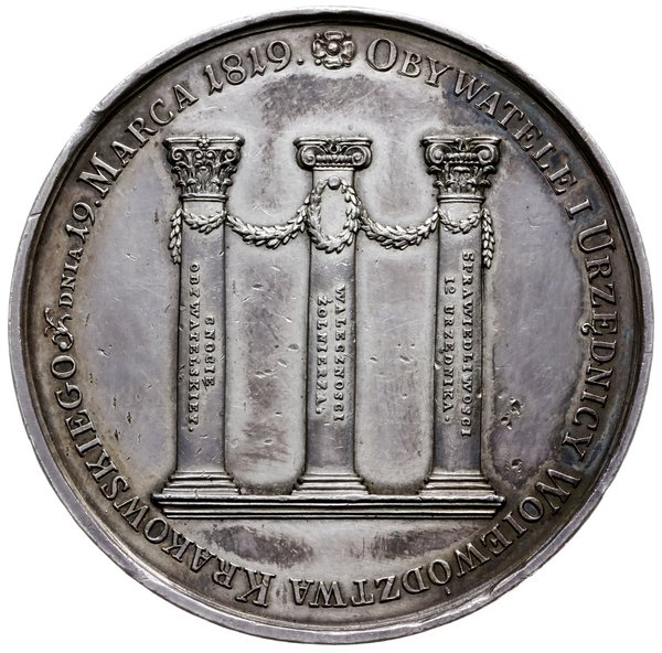 medal z 1819 r., nieznanego autorstwa, wybity z okazji 66. urodzin księcia Józefa Zajączka