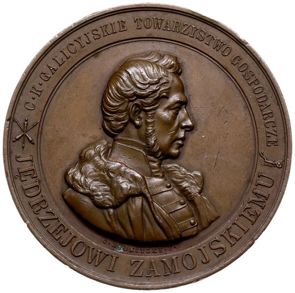 medal z 1850 r. autorstwa C. Radnitzkiego, wybity dla upamiętnienia Jędrzeja Zamojskiego