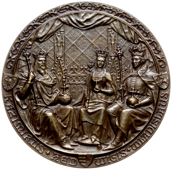 medal z 1900 r. autorstwa Wincentego Trojanowskiego, wybity na 500-lecie Uniwersytetu Jagiellońskiego