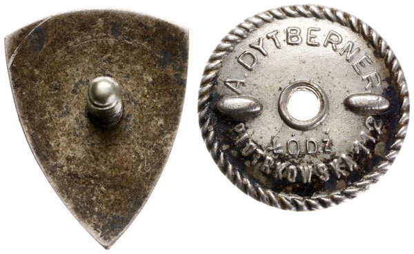 odznaka Strzeleckiego Klubu Sportowego, Głowno, wykonanie A. Dytberger Łódź, tombak srebrzony i emaliowany 20.5 x 16.5 mm