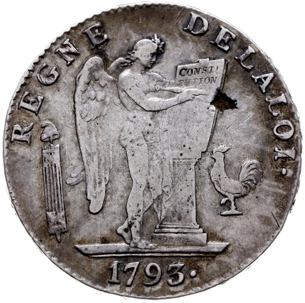 6 liwrów 1793 L, Bayonne; Dav. 1336, Gadoury 58;