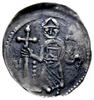 denar 1173-1185/90, Wrocław; Aw: Biskup z krzyżem i biblią, z lewej V, między krzyżem a postacią 6..