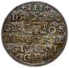 trojak 1590, Ryga; rzadki typ monety z dużą głow