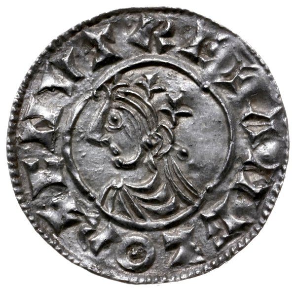 denar typu quatrefoil, 1018-1024, mennica Londyn, mincerz Aelfwig