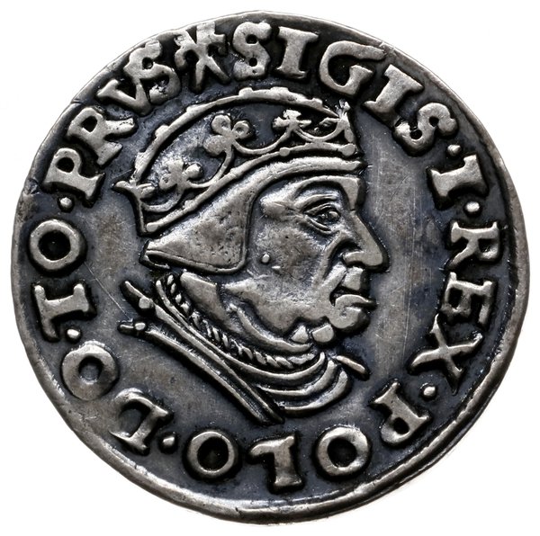 trojak 1539, Gdańsk; popiersie króla w czepcu i 