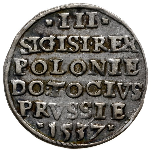 trojak 1537, Elbląg; końcówka napisu ELBINK; Ige