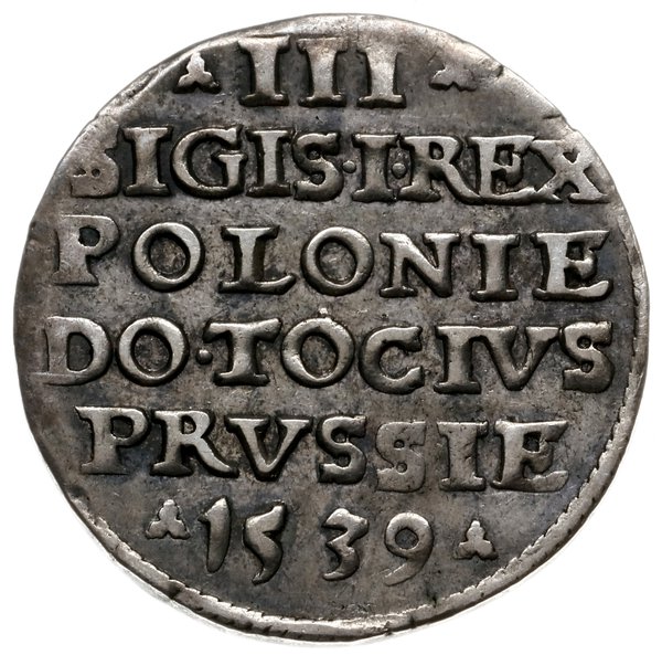 trojak 1539, Elbląg; końcówka napisu ELBIN; Iger