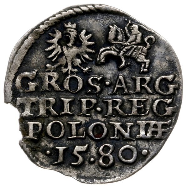 trojak 1580, Olkusz; z herbem Glaubicz (podskarb