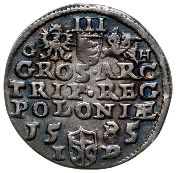 trojak 1585, Olkusz; wariant z literami G-H przy