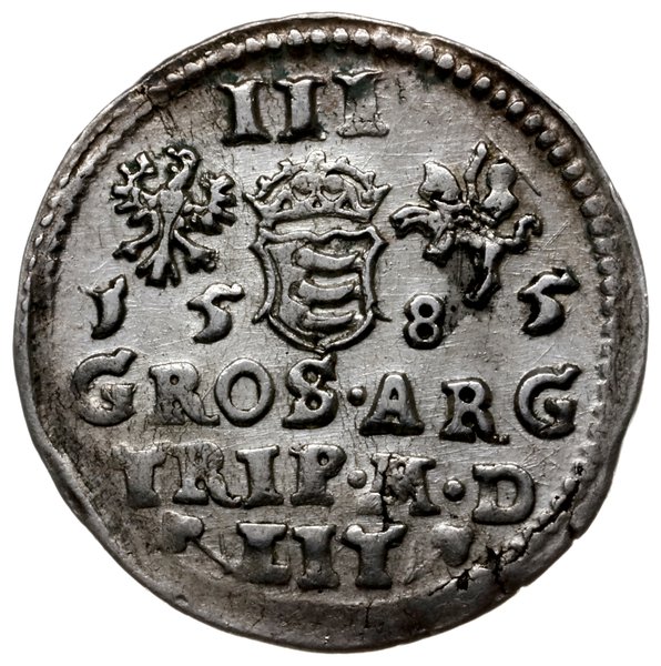 trojak 1585, Wilno; bez herbu Prus na awersie; I