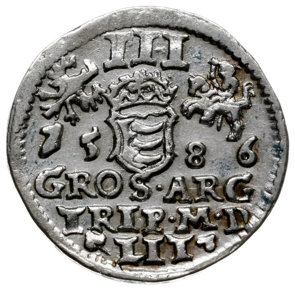 trojak 1586, Wilno; bez herbu Prus na awersie, p