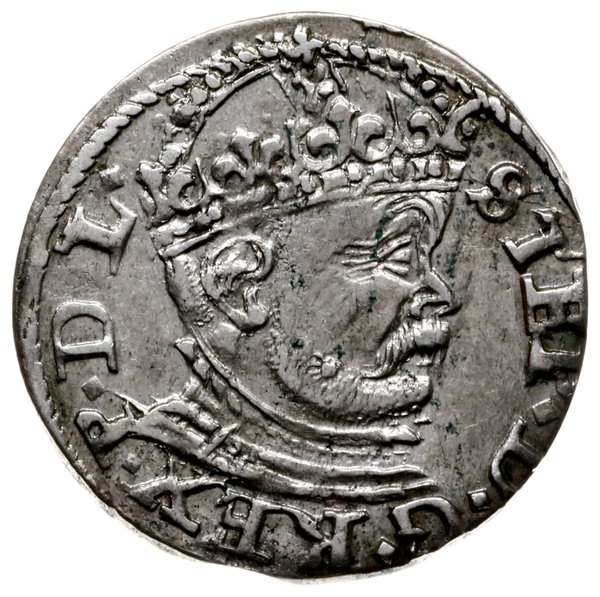 trojak 1586, Ryga; duża głowa króla, wysoka koro