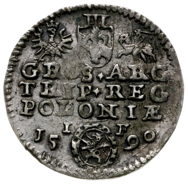 trojak 1590, Olkusz; odmiana z herbem Lewart pod